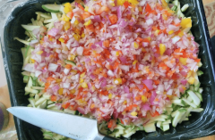 with the finely chopped onion & peppers