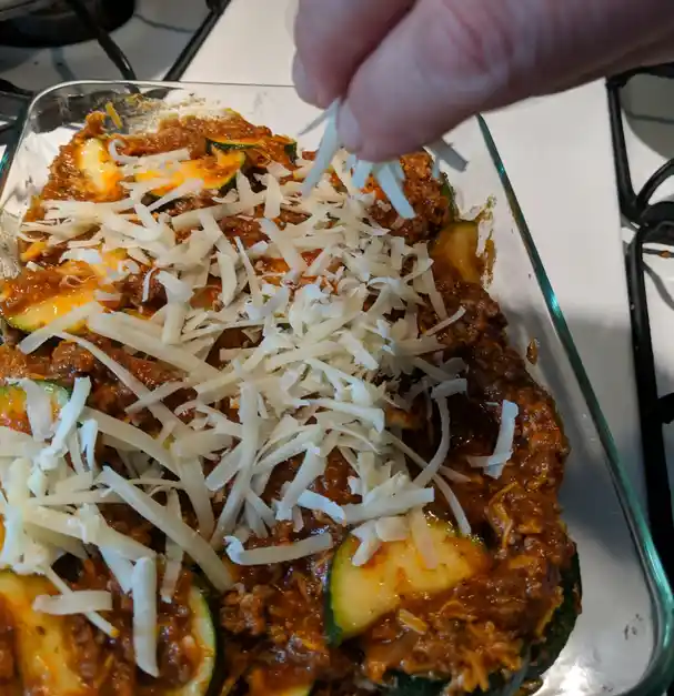 Keto Cheesy Beef & Zucchini Bake